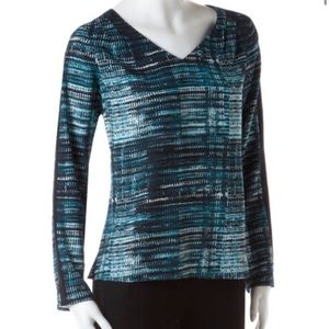 BOGO Cleo Teal/Black long sleeve blouse